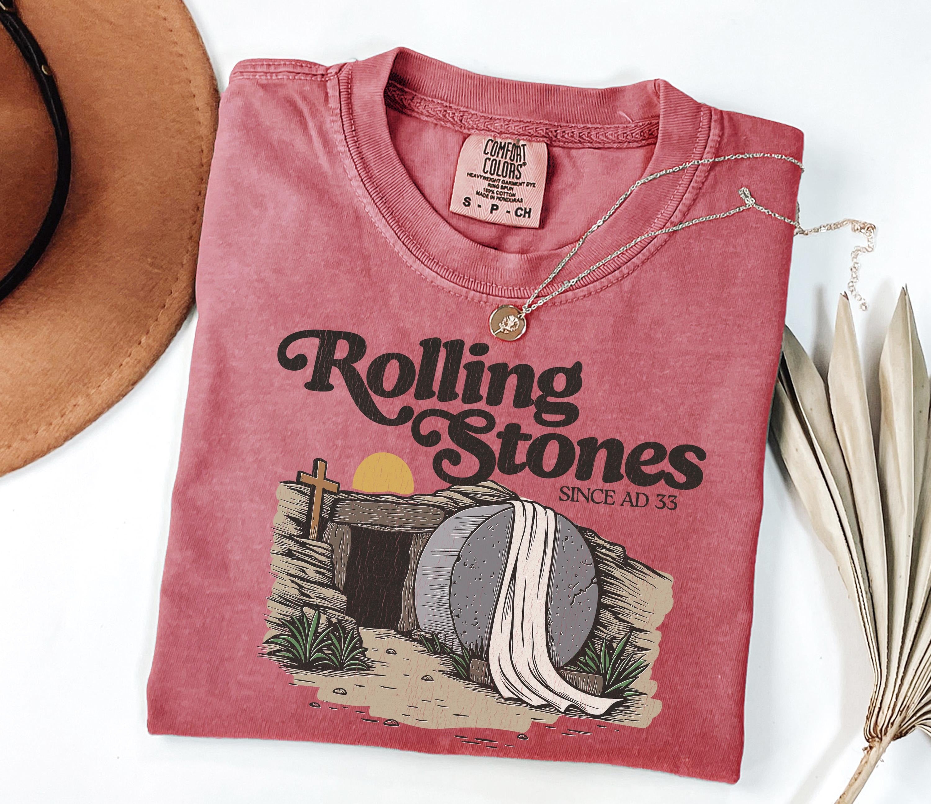 Comfort Colors Rolling Stones T-Shirt, Trendy Easter Clothing, Jesus Christ Shirt, Gift For Christian, Faith-Based Graphic Tee, Gift For Her